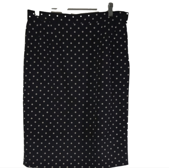 Yves Saint Laurent Navy and White Polka Dot Skirt NWOT Size 10 - Picture 1 of 6